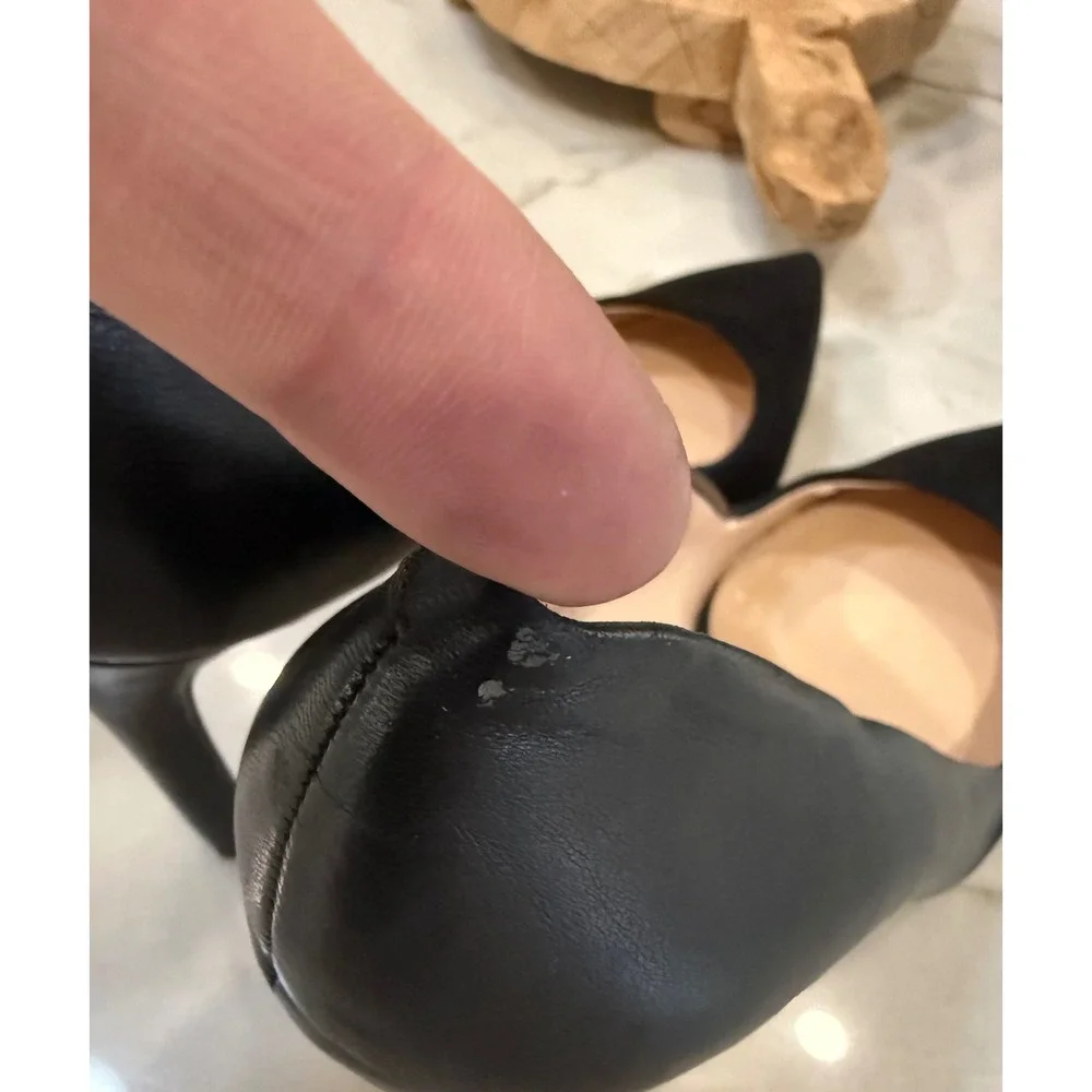 Banana Republic Womens Black Suede Leather Mixed Media Pointed Toe Pumps 7